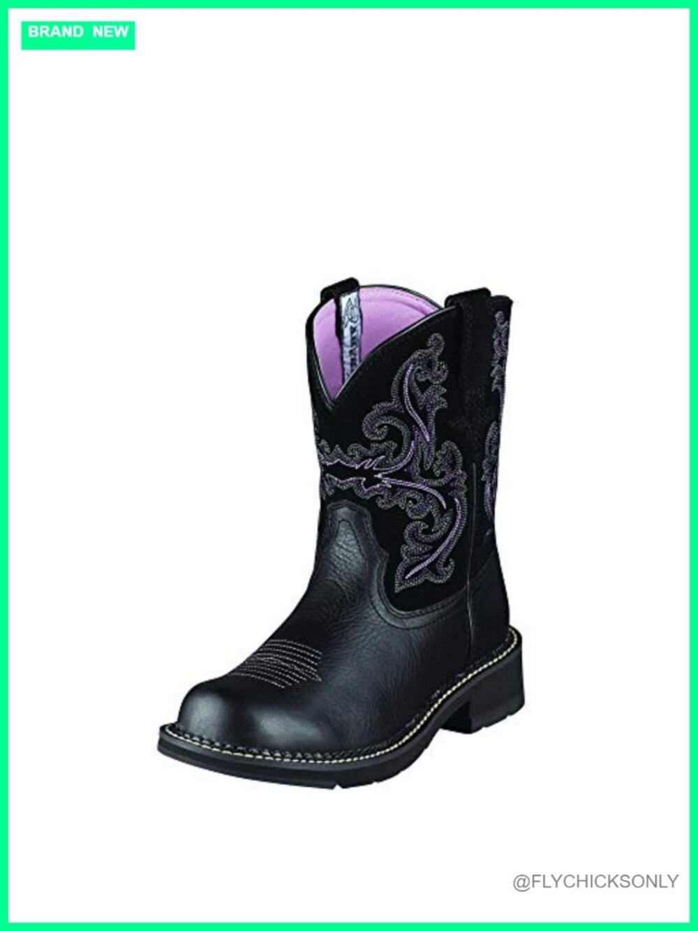 Women's Leather Western Mid-Calf Boots Round Toe Equestrian